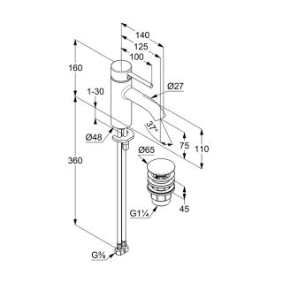 Смеситель для раковины Kludi Bozz 38266N576 брашированный никель