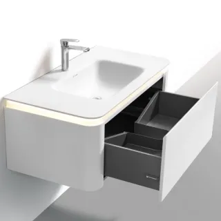 Тумба с раковиной Black&White Universe 9251100 110 см молочный белый матовый