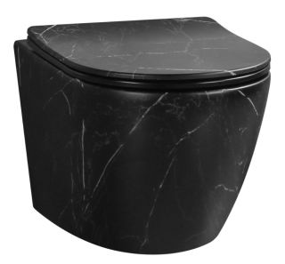 Подвесной унитаз Cerutti SPA Sella Aria Tornado MMB CT9531 безободковый матовый чёрный мрамор