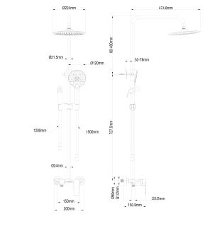 Душевая стойка Wonzon & Woghand WW-A30874-BG брашированное золото