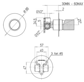 Встраиваемый смеситель для душа Paini Cox Grip 7GPJ690 матовое золото