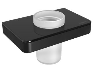 Стакан для зубных щёток Lemark Glass Line 9732036 с держателем чёрный матовый/чёрное стекло