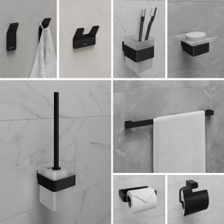 Мыльница Lemark Smooth Line 9742017 с держателем чёрный матовый