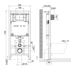 Комплект 3в1 100801419 инсталляция Lemark Peneda с кнопкой смыва Bit хром глянец унитаз подвесной безободковый Florex торнадо белый глянец
