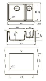 Кухонная мойка Lemark Sinara 550.2-U 9910080 бежевый