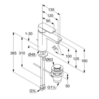 Смеситель для раковины Kludi Pure&Style 402933975 чёрный матовый