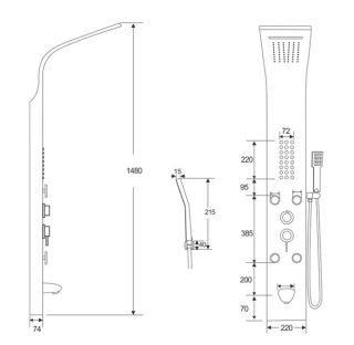 Панель душевая Cerutti SPA Victoria S CT9976 серебро