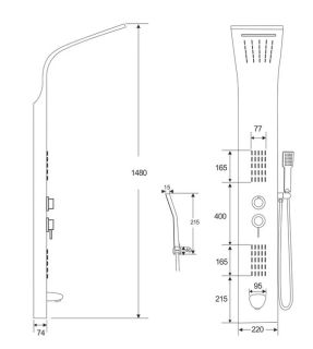 Панель душевая Cerutti SPA Virginia BR CT9983 с форсунками матовая нержавеющая сталь