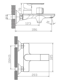 Смеситель для ванны Haiba HB60505-3 пепельный