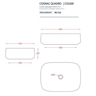 Раковина ArtCeram Cognac COL009 37 00 denim 56 см