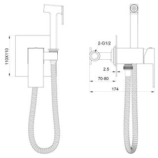 Гигиенический душ со смесителем Wonzon & Woghand Cube WW-88829016-BGM тёмный графит