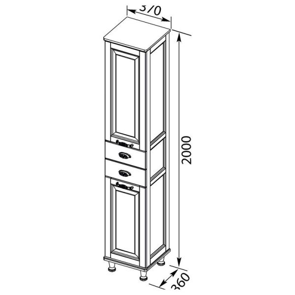 Шкаф-пенал для ванной Aquanet Тесса Декапе 35 жасмин/серебро