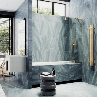 Шторка на ванну MaybahGlass MGV-915-3 99см золото