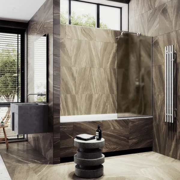 Шторка на ванну MaybahGlass MGV-77-5у 90см хром матовый