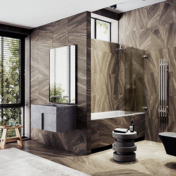 Шторка на ванну MaybahGlass MGV-647-4 40см хром глянцевый