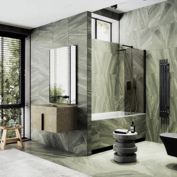 Шторка на ванну MaybahGlass MGV-611-6 60см чёрный