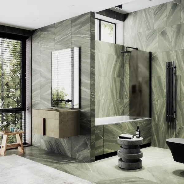 Шторка на ванну MaybahGlass MGV-607-6 50см чёрный