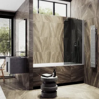 Шторка на ванну MaybahGlass MGV-613-5 60см хром матовый