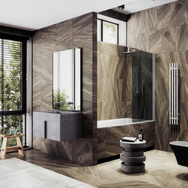 Шторка на ванну MaybahGlass MGV-608-5 50см хром матовый