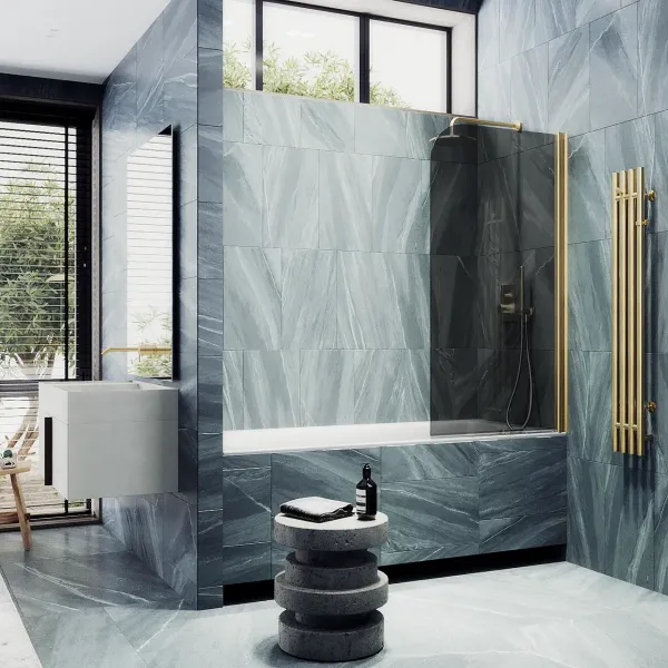 Шторка на ванну MaybahGlass MGV-608-3 50см золото