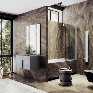 Шторка на ванну MaybahGlass MGV-620-5 70см хром матовый