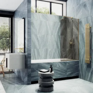 Шторка на ванну MaybahGlass MGV-250-3у 30см золото