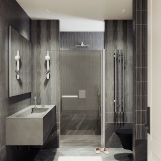 Душевая дверь MaybahGlass MGD-459-5 90см хром матовый/бронза