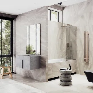 Шторка на ванну MaybahGlass MGV-151-2у 74см бронза