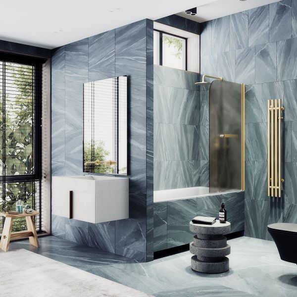 Шторка на ванну MaybahGlass MGV-772-3 50см золото