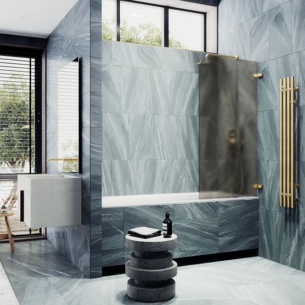 Шторка на ванну MaybahGlass MGV-648-3 40см золото