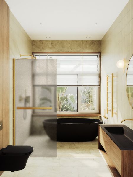 Душевая перегородка MaybahGlass MGD-728-3ш 79см золото