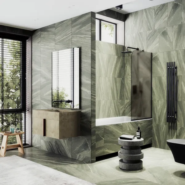 Шторка на ванну MaybahGlass MGV-148-6у 64см чёрный