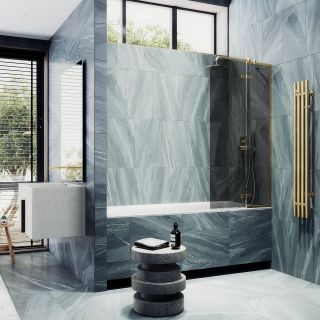 Шторка на ванну MaybahGlass MGV-918-3 99см золото