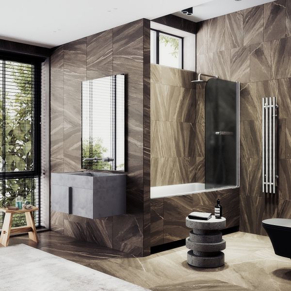 Шторка на ванну MaybahGlass MGV-786-5 70см хром матовый