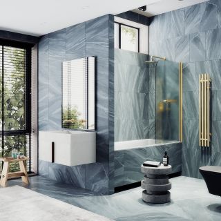 Шторка на ванну MaybahGlass MGV-793-3 80см золото