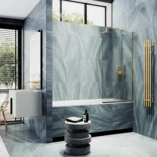 Шторка на ванну MaybahGlass MGV-93-3у 70см золото