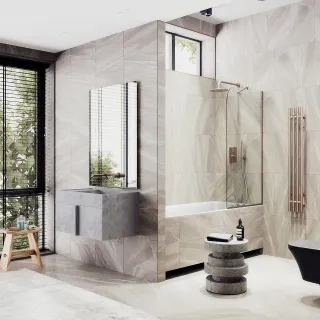 Шторка на ванну MaybahGlass MGV-142-2у 54см бронза