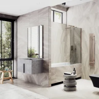 Шторка на ванну MaybahGlass MGV-66-2ш 40см бронза