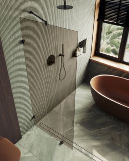 Душевая перегородка MaybahGlass MGD-262-6 79см чёрный