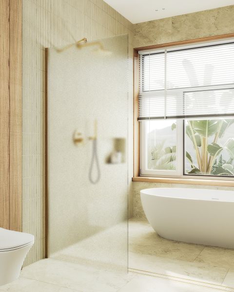 Душевая перегородка MaybahGlass MGD-700-3ш 79см золото