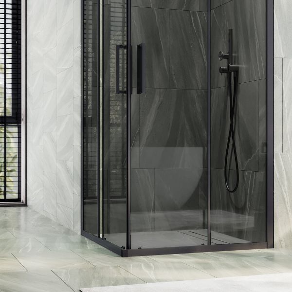 Душевой уголок MaybahGlass MGY-1328-6 90x90см чёрный/графит