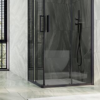 Душевой уголок MaybahGlass MGY-1334-6 100x100см чёрный/графит