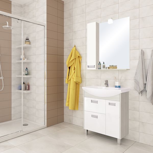 Тумба под раковину Акватон Бекка 70см белый/дуб сомерсет 1A208701BAC20