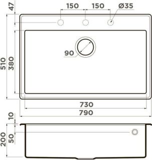 Мойка кухонная Omoikiri Tedori-79-BE ваниль