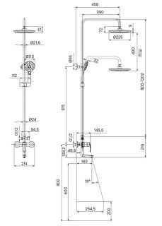 Душевая система с тропическим душем IDDIS Ray RAYBL3Fi06 чёрный матовый