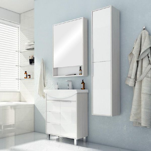 Тумба под раковину Акватон Рико 65см белый/ясень фабрик 1A213301RIB90