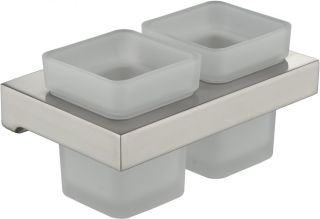 Настенный стакан двойной Grocenberg AC0022 (Никель)