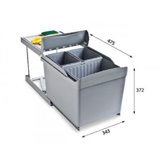 Система сортировки мусора Alveus ALBIO 1090337 1X16 L+2X7,5 L серый пластик