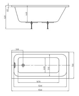 Акриловая ванна АКВАТЕК EFVA150 Мия 150x70 см