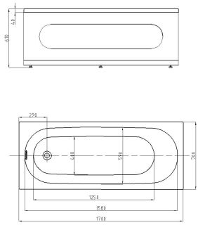 Акриловая ванна АКВАТЕК Оберон 170x70 см без гидромассажа